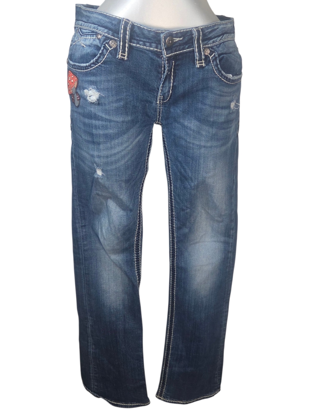 Studio Women's Blue Bootcut Jeans with Embroidered Patch